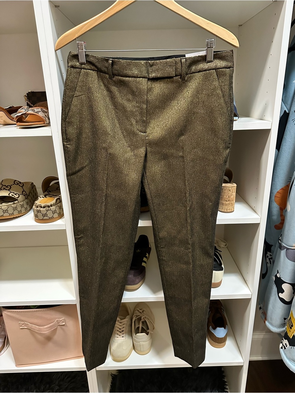 NWT WHBM gold lurex ankle pant size 10